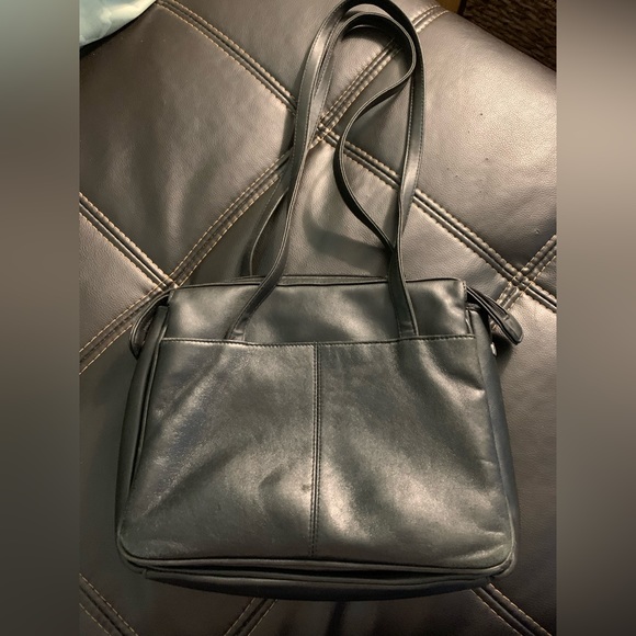 Strada Black Leather BAG Double Handle, Lots of Pockets - Picture 6 of 9